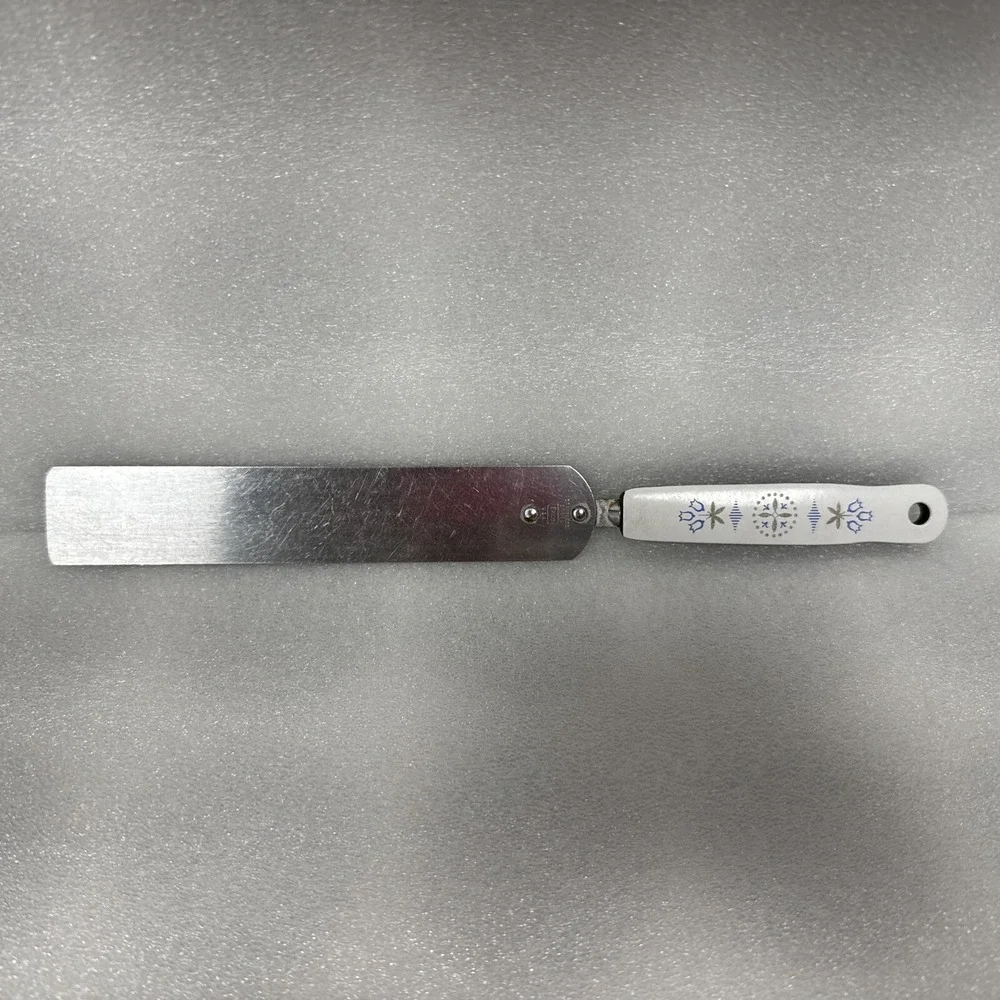Ekco USA Stainless‎ Steel Spreader Spatula White  Blue Tulip Decorative Handle